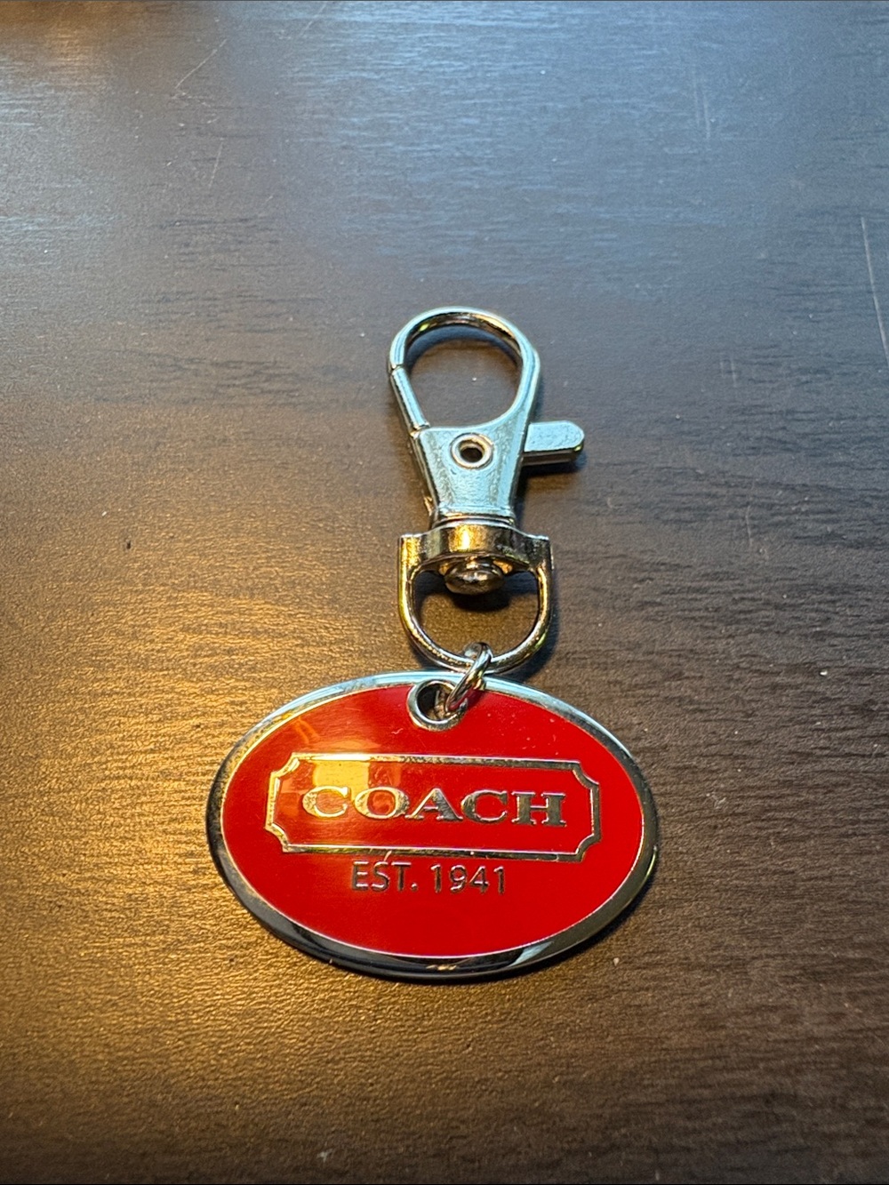 COACH Red Oval Logo Dog Tag Charm